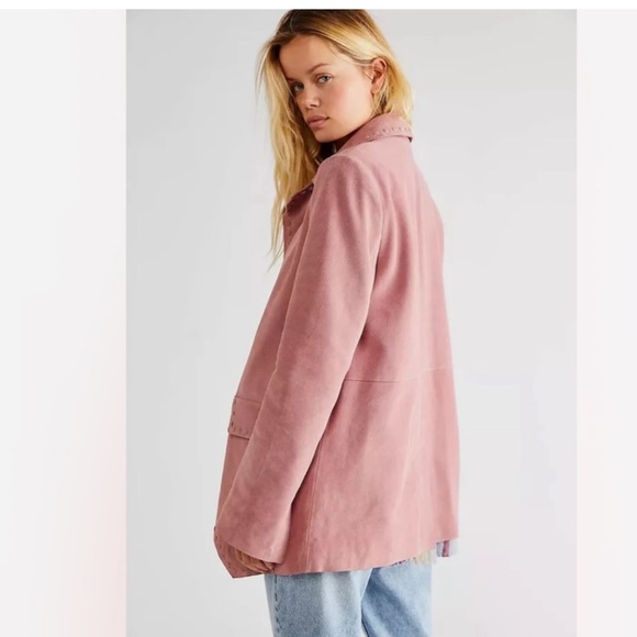 We The Free X Free People High Tide 100% Suede Blazer Pink  $398 Small - Picture 2 of 13